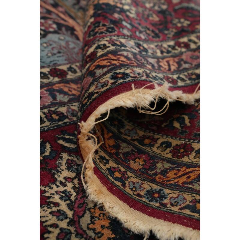 Hand Knotted Oriental 100% Wool Carpet Traditional Floral Navy Blue & Blues Kerman Area Rug - 16' 3'' X 11' 10''