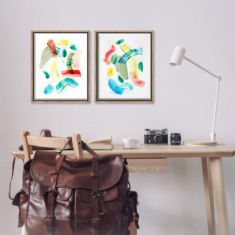 Stupell Macarana Abstract Hues Framed Floater Canvas Wall Art Design By Gemma Bardot (Set of 2)