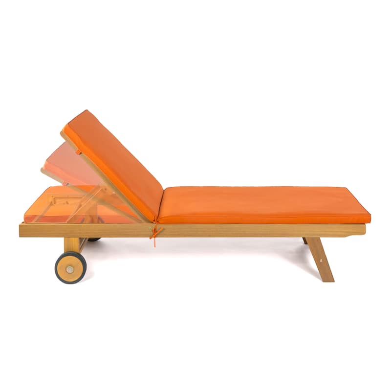 Adjustable Outdoor Chaise Lounge w/ Cushion & Wheels - JONATHAN Y