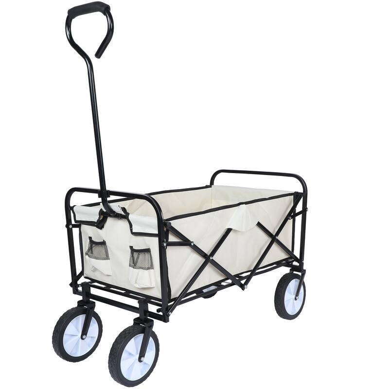 Collapsible Rolling Garden Cart with 360° Swivel Wheels, Adjustable