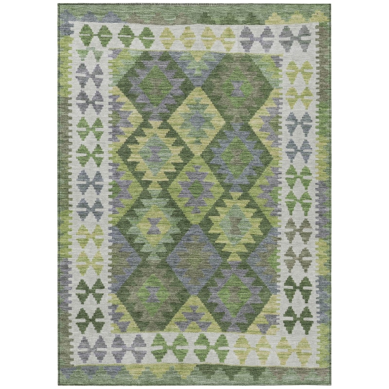 Machine Washable Indoor/ Outdoor Boho Global Chantille Rug