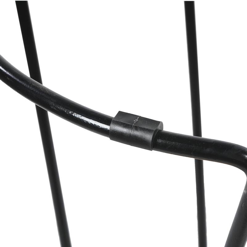 Ela 24 Inch Counter Height Stool, Mango Wood Saddle Seat, Iron Frame, Brown and Black