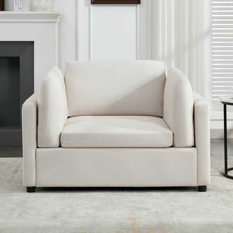 Roomfitters 50" Oversized Armchair with Ottoman, Modern Accent Chair, Lumbar Support, Reading Sofa for Bedroom
