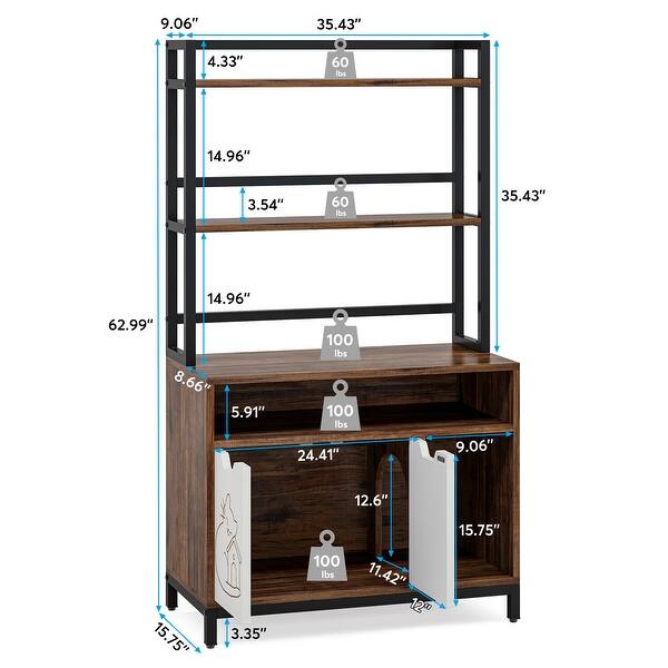 Industrial Kitchen Bakers Rack with Cabinet and Hutch, Kitchen Storage ...