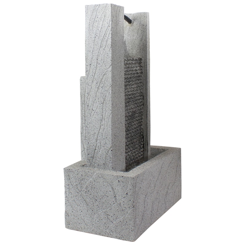 23" Gray Modern Style Rainfall Outdoor Water Fountain