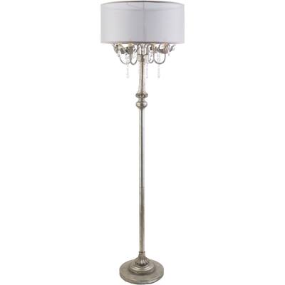 Transitional Grays Floor Lamp with Antique Polyresin Base