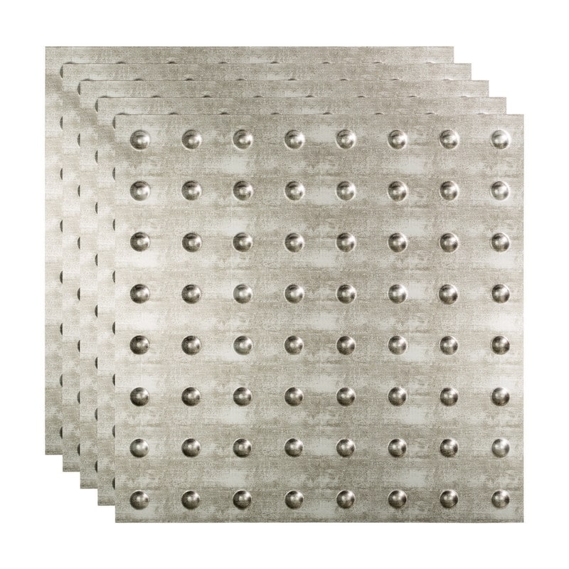 FASÄDE Dome Decorative Vinyl 2ft x 2ft Lay in Ceiling Panel in Crosshatch Silver (5 Pack) - 5 Pack - Crosshatch Silver