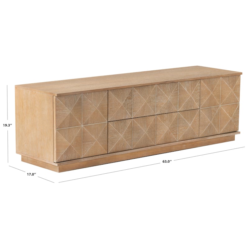 SAFAVIEH Couture Patty 4 Door Wood Media Stand - 63"W x 17"D x 19"H