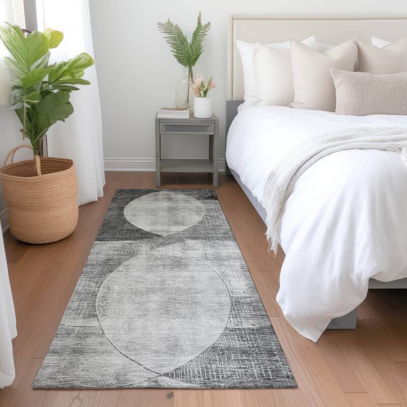 Machine Washable Indoor/ Outdoor Contemporary Deco Chantille Rug - Gray - 2'3" x 7'6"