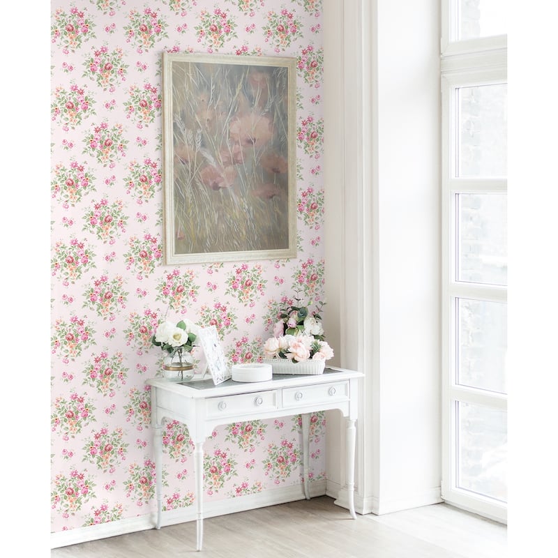 NextWall Floral Bunches Peel and Stick Wallpaper