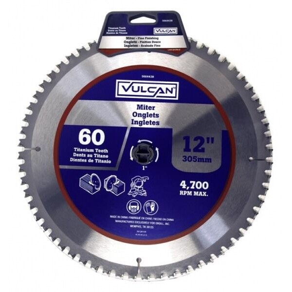 Vulcan 391281or Thin Kerf Circular Saw Blade 1 Arbor 60 Teeth 12