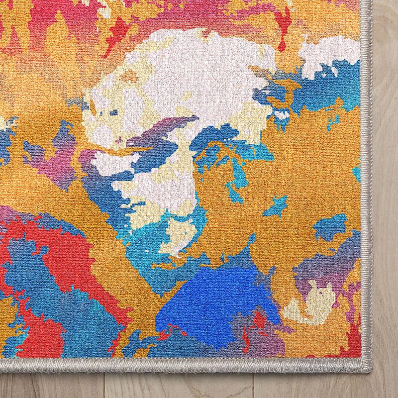 Well Woven Abstract Harmony Modern Boho Marble Flat-Weave Area Rug