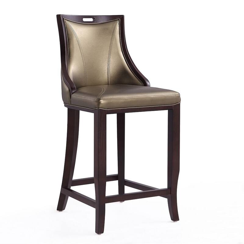 Manhattan Comfort Emperor 41 in. Walnut Beech Wood Bar Stool - Bronze