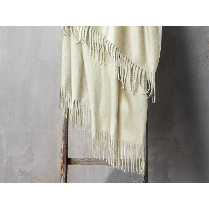 Plaza Collection Pure Silk Throw and Blanket - Throw With Silk Fringe - Ivory