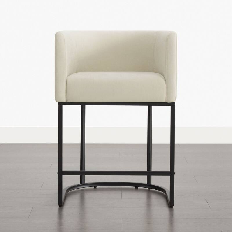 Spruce & Spring Modern Upholstered Barrel Counter Bar Stool with Arm