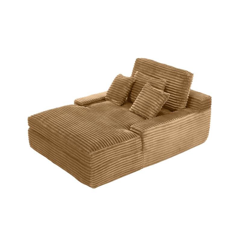 Modern Upholstered Chaise Lounge Sofa for Living Room Office, 75" Oversized Leisure Sofa 2 Seat Sleeper Couch with Pillows