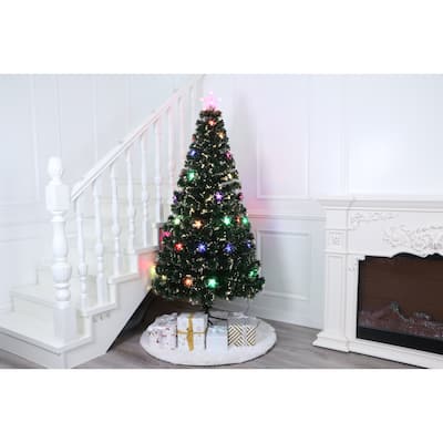 Green Christmas Tree with Star - Multicolor lights
