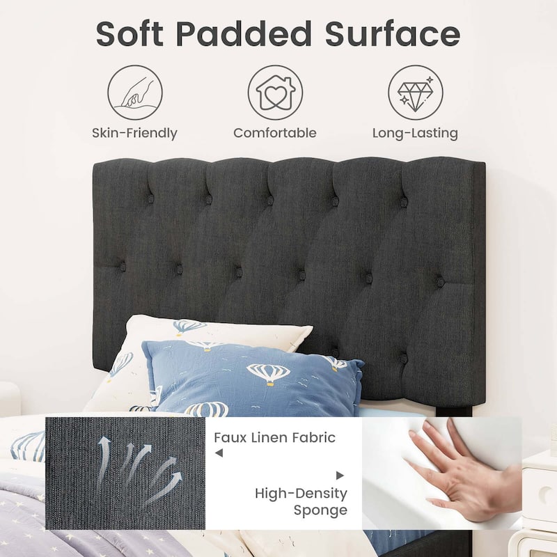 Costway Twin/Full/Queen Size Bed Frame with Button-Tufted Headboard &