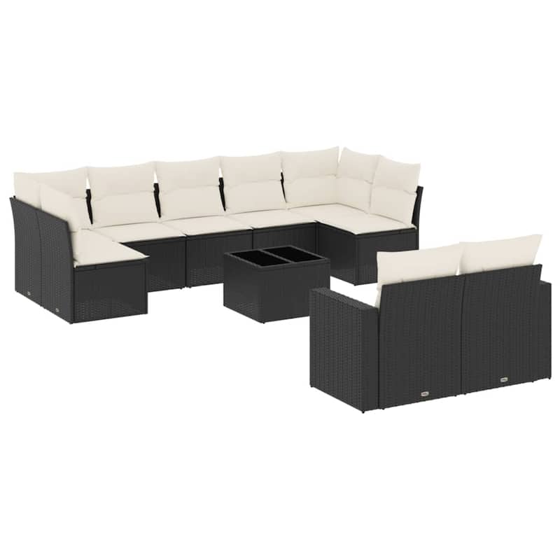 vidaXL Garden Sofa Set 9 Piece with Cushions Outdoor Sofa Set Poly Rattan