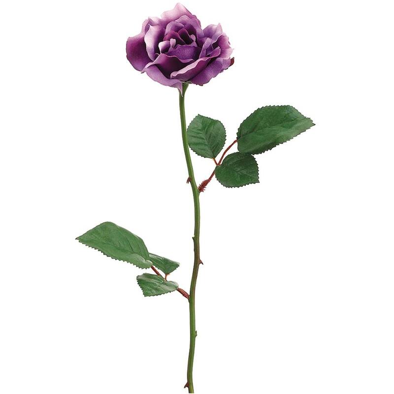 Long Stem Artificial Blooming Rose Spray - 23" - Purple