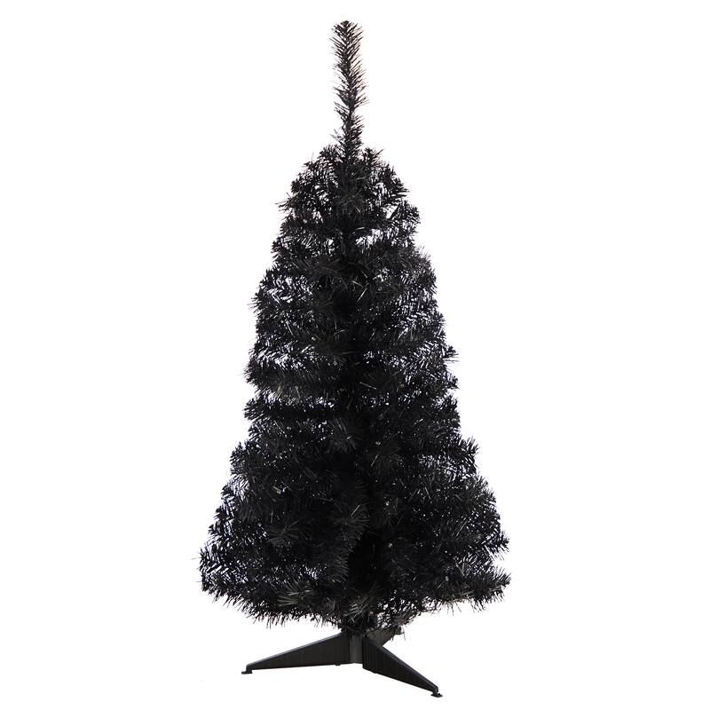 Pre-Lit Black Medium Artificial Christmas Tree - 3’ - Clear LED Lights - 3 Foot