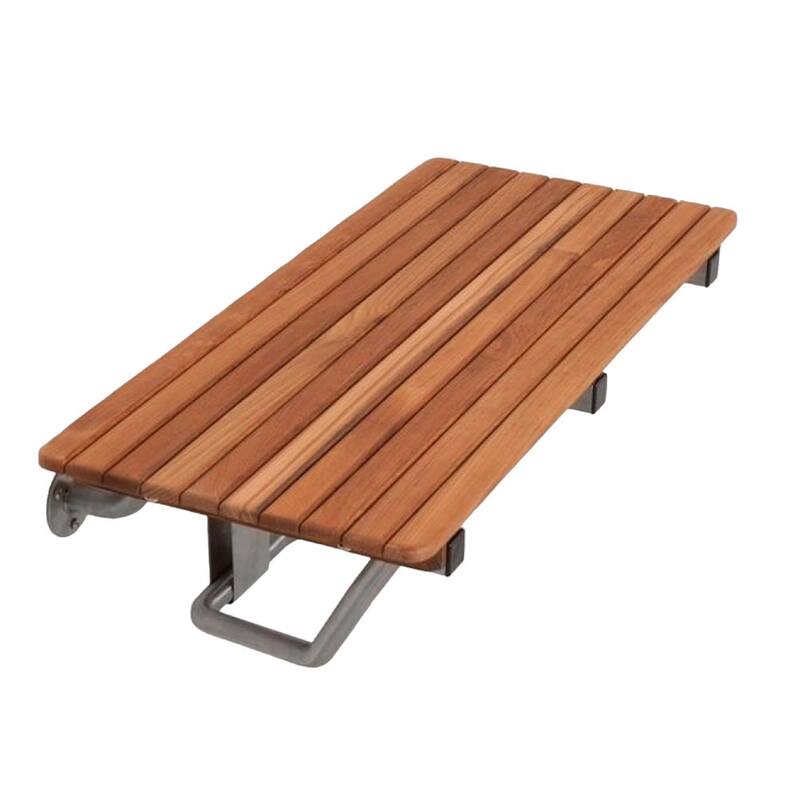 HomeRoots 28" Brown Premium Wall Mount Teak Shower Bench