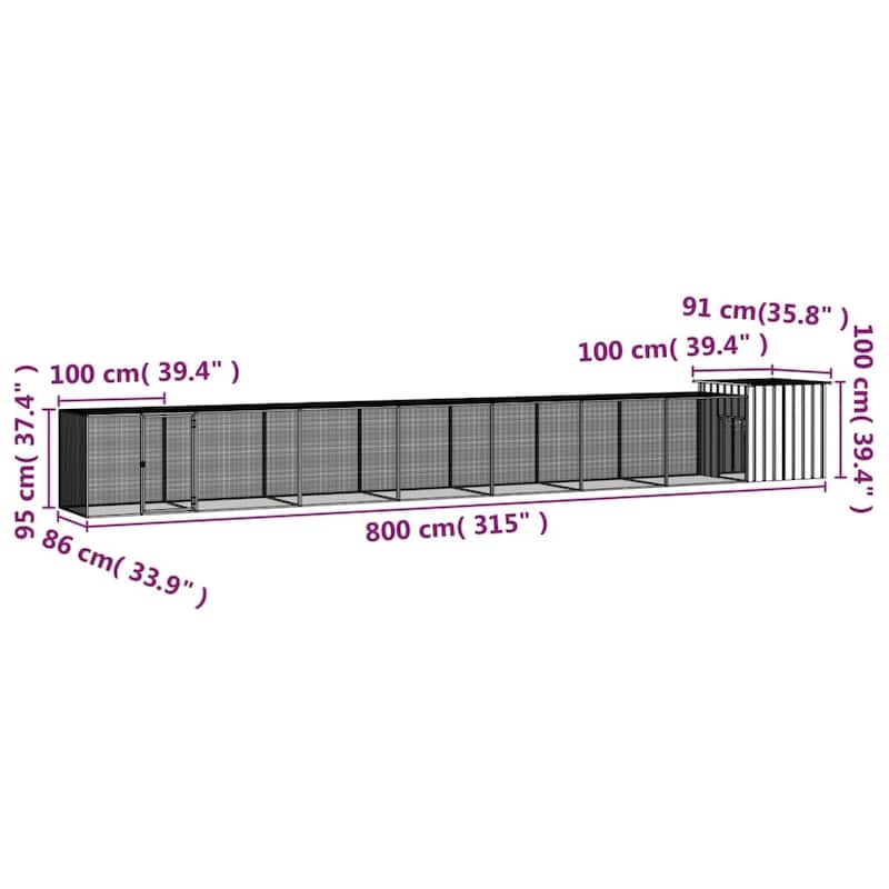 vidaXL Chicken Coop Multipurpose Chicken House with Mesh Cage Galvanized Steel