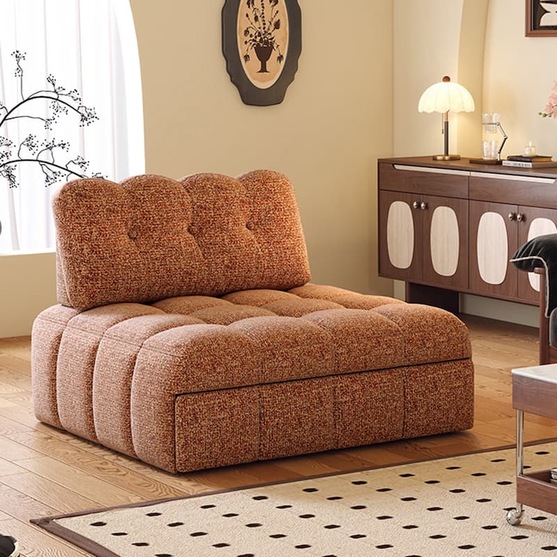 JASIWAY Chenille Pull-Out Single Sofa Bed - Orange