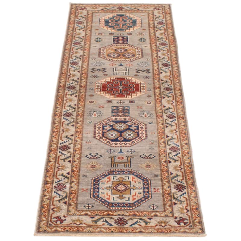 ECARPETGALLERY Hand-knotted Aryana Grey Wool Rug - 2'8 x 7'10