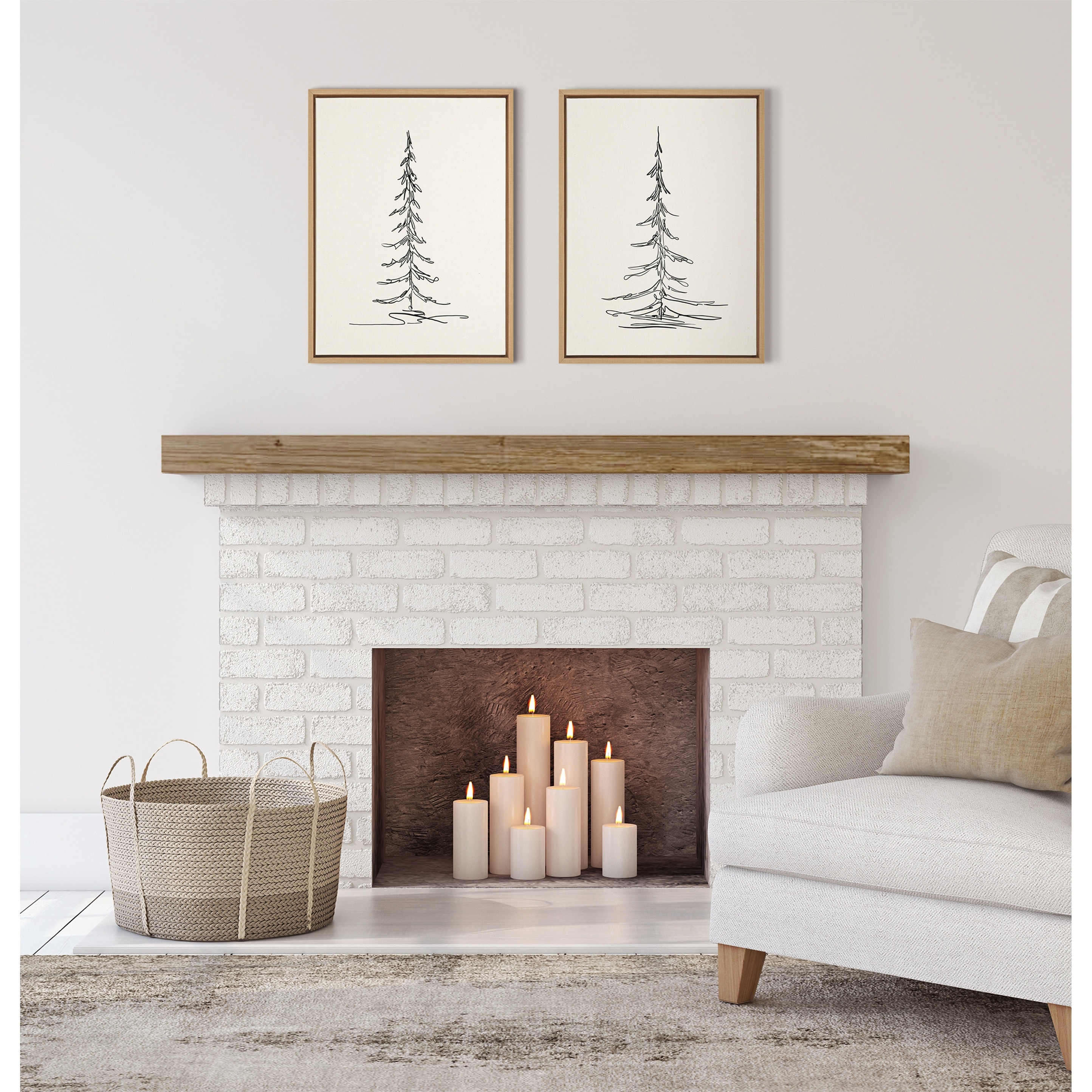 Kate and Laurel Sylvie Trees Canvas Set by The Creative Bunch Studio