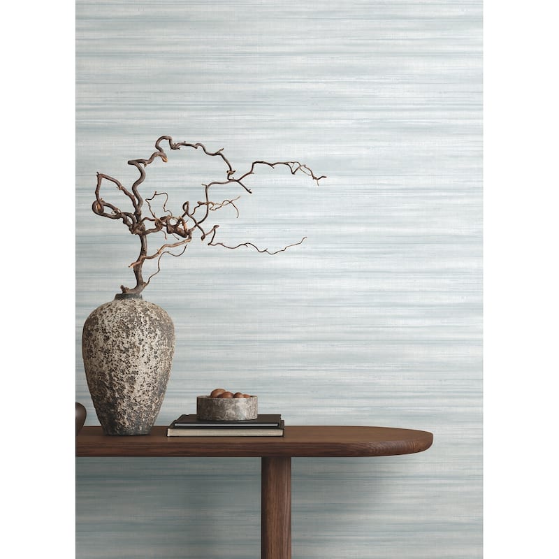 Ronald Redding Brushed Linen Light Blue Wallpaper