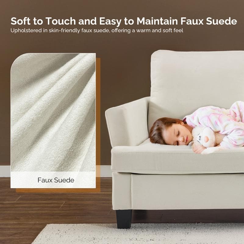 83.5" Upholstered Square Arm Suede Sofa