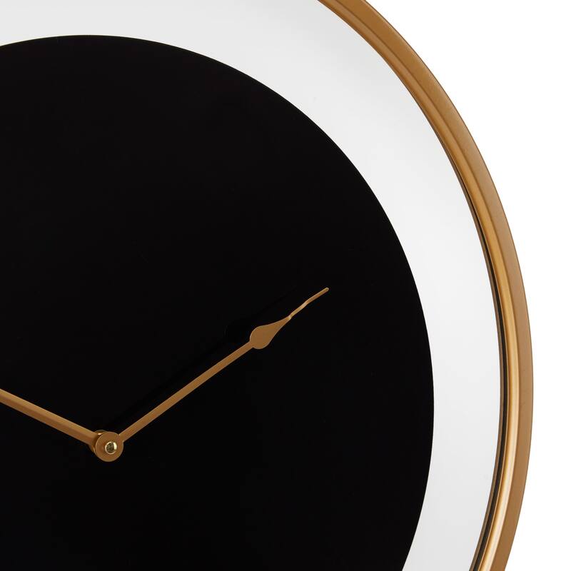 Black Metal Decorative Wall Clock with Gold Accents