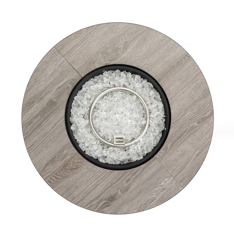 Anmytek 30" Propane Round Outdoor Fire Pit Table - Steel with Wood Grain Ceramic Top