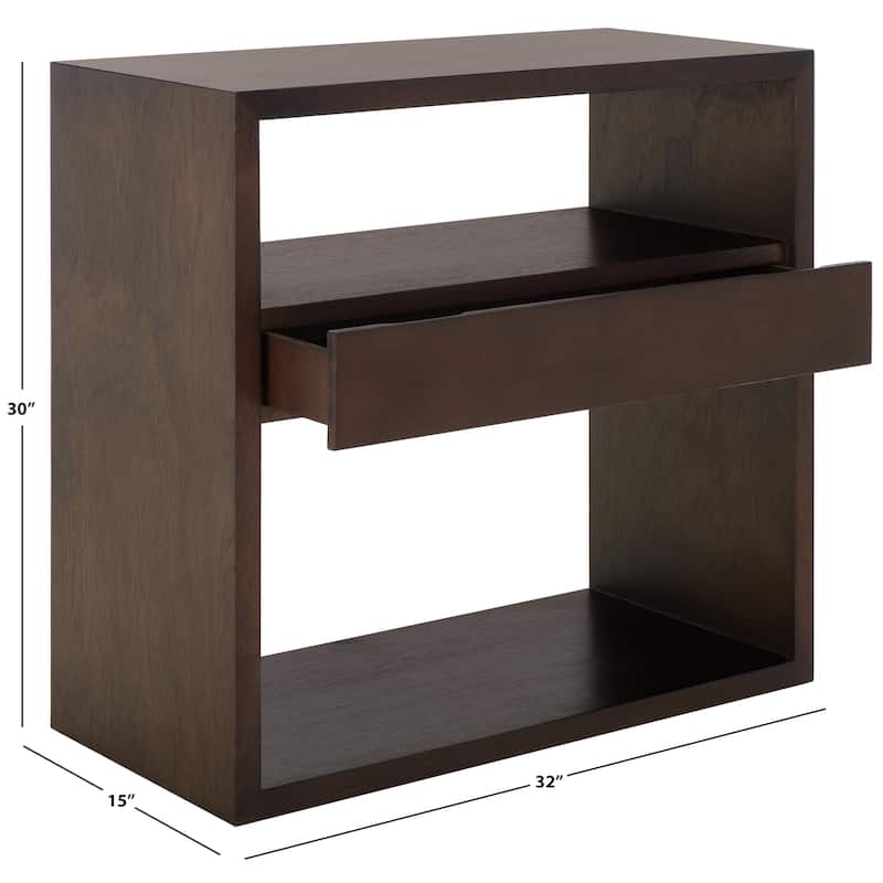 SAFAVIEH Jeannie 2-Shelf Single Drawer Console Table - 42" W x 14" D x 30" H - 32Wx15Dx30H - Dark Oak
