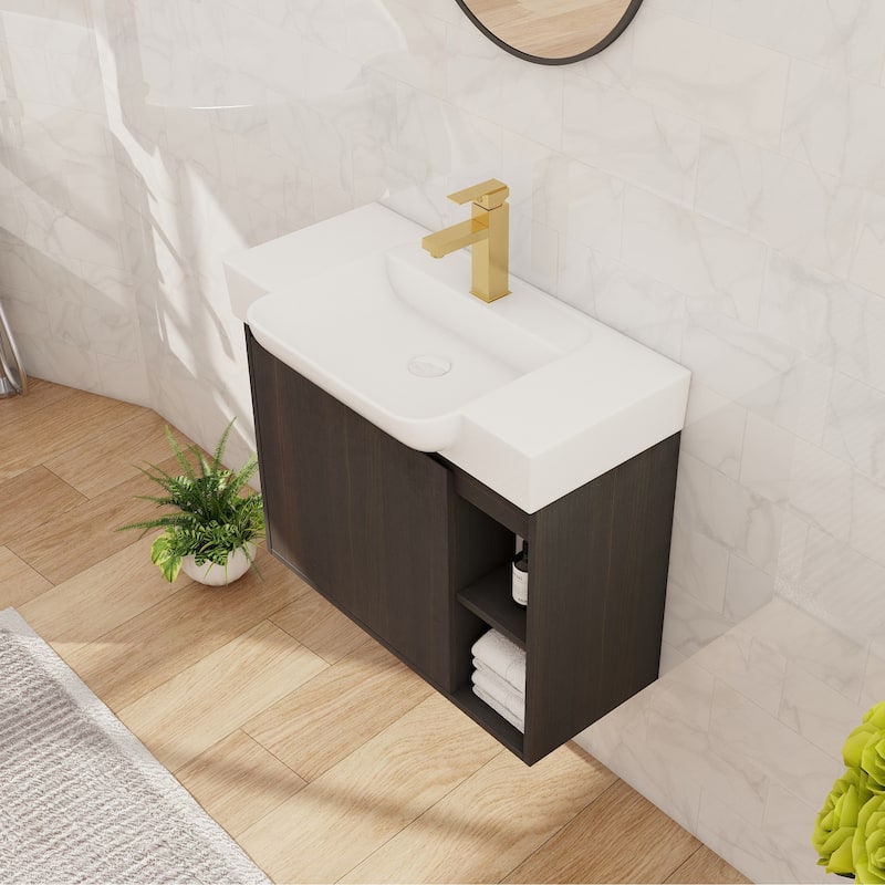 Beingnext 24"/28" Bathroom Vanity with Sink, Floating Bathroom Vanity with Soft Close Door and Shelf