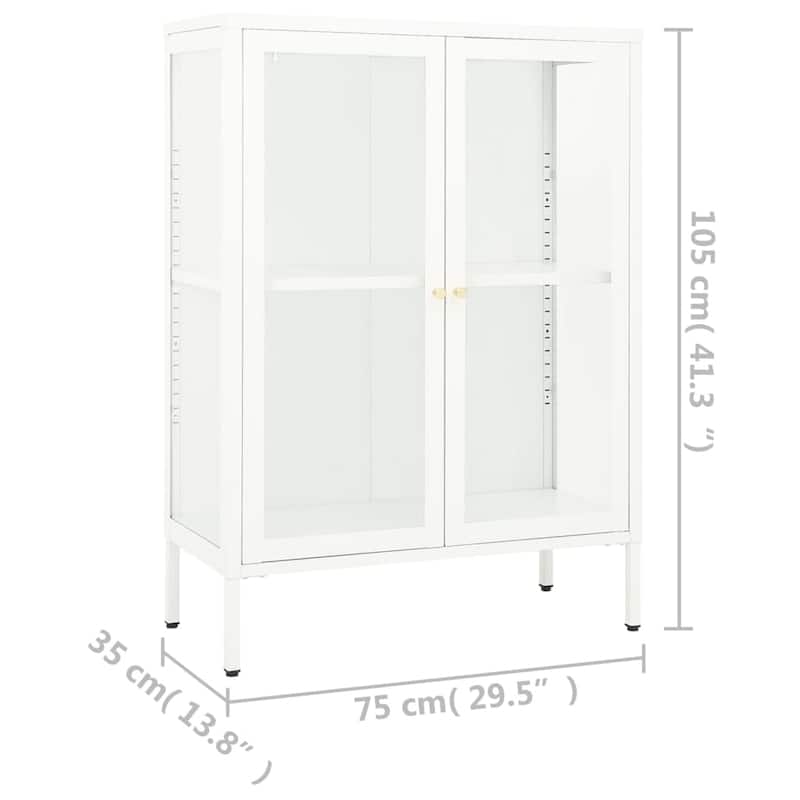 vidaXL Sideboard White 29.5"x13.8"x41.3" Steel and Glass