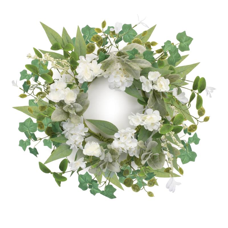 Mixed Floral and Foliage Artificial Candle Ring - 17.75"