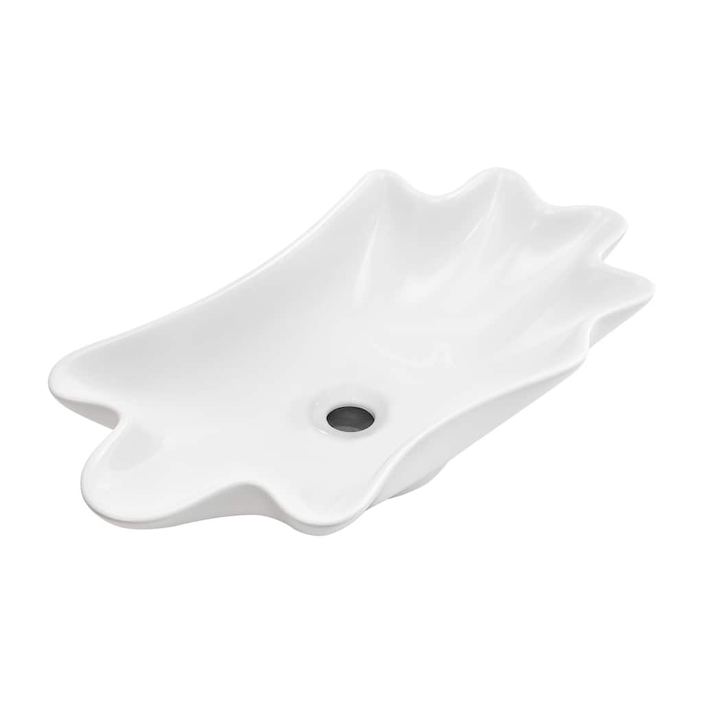 GDFStudio - Sebastian Artistic Shell-Shaped Vessel Bathroom Sink with Elegant Above-Counter Ceramic Basin Design