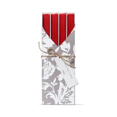10 inch Linea Paraffin Wax Taper Candle Set Of 4 Red Unscented Burn Time 8 Hours