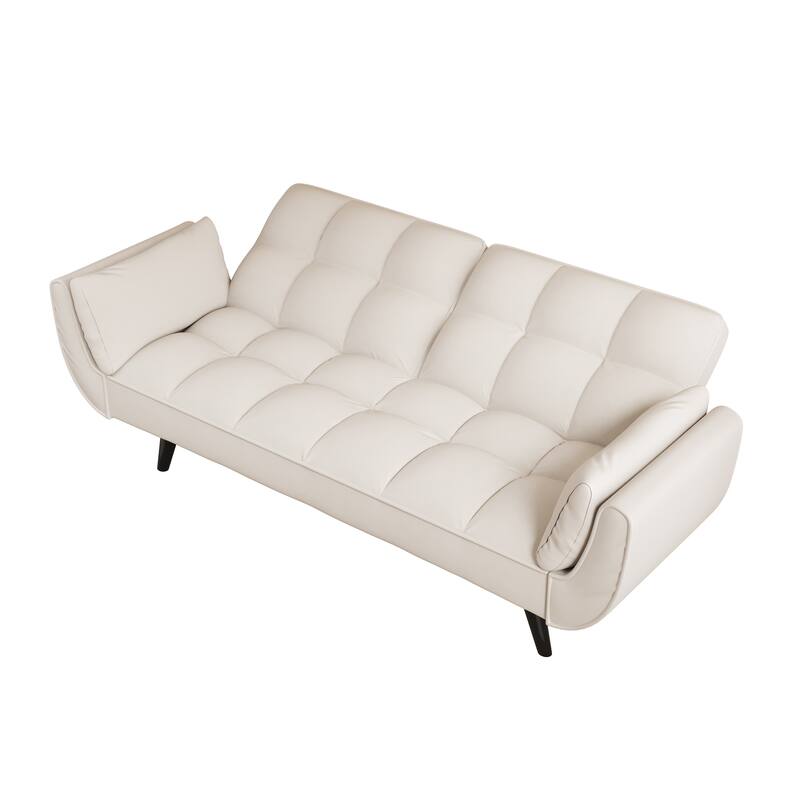 Velvet Sofa Bed with Adjustable Backrest, 57-Inch Space-Saving Couch for Small Rooms