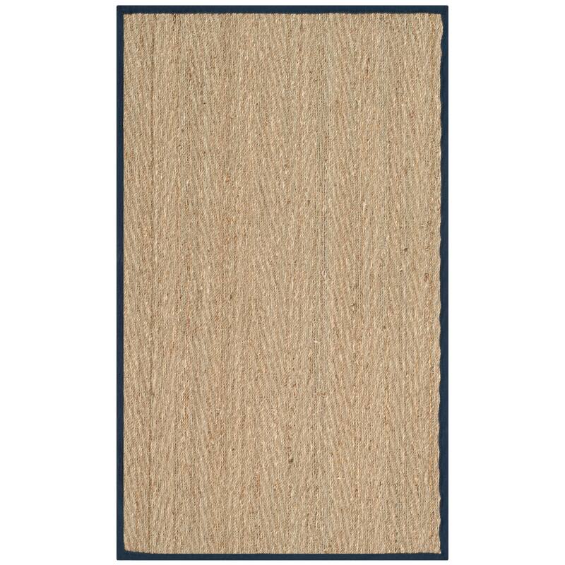 SAFAVIEH Natural Fiber Oceana Herringbone Seagrass Rug - 2' x 3' - Natural/Blue