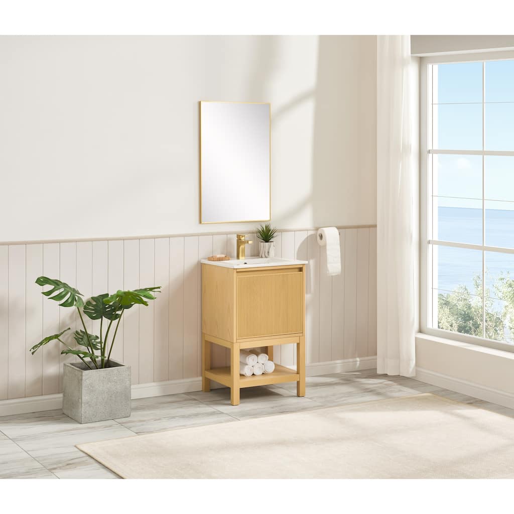 20 Inch Solid Wood Pre-Assembly Bathroom Vanity With Adjustable Shelf