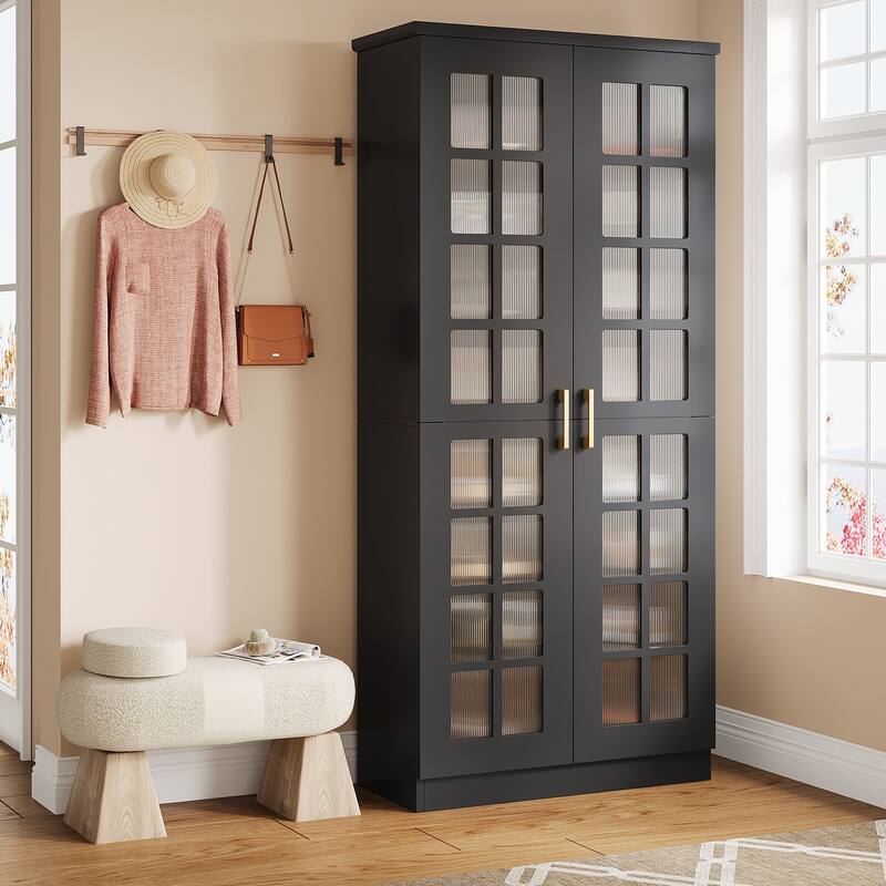 9-Tier Shoe Cabinet with Adjustable Shelves and Doors (71 Inches)