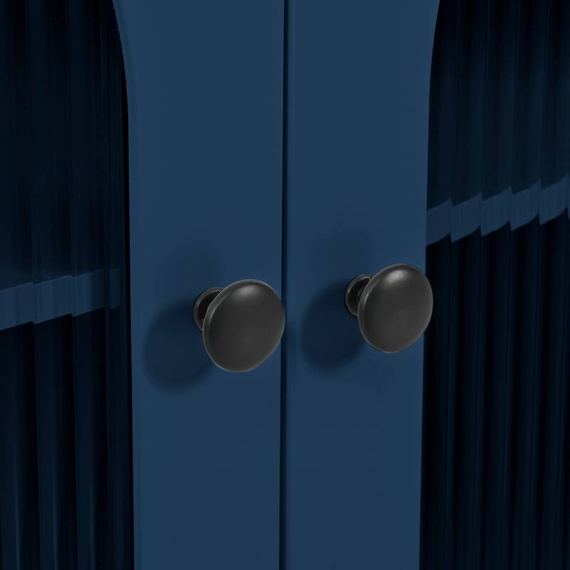 73.5'' Rubberwood Kitchen Island with LED Lights, Extended Table, Power Outlets and 2 Fluted Glass Doors