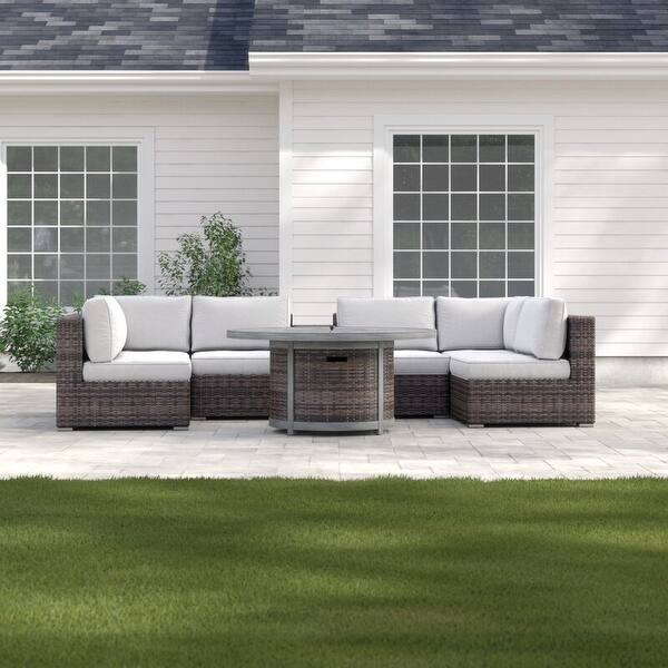 LSI 8 Piece Rattan Sectional Seating Group with Cushions Bed Bath