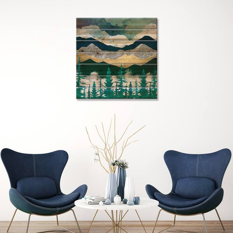 Misty Pines II Print On Wood by SpaceFrog Designs - Multi-Color