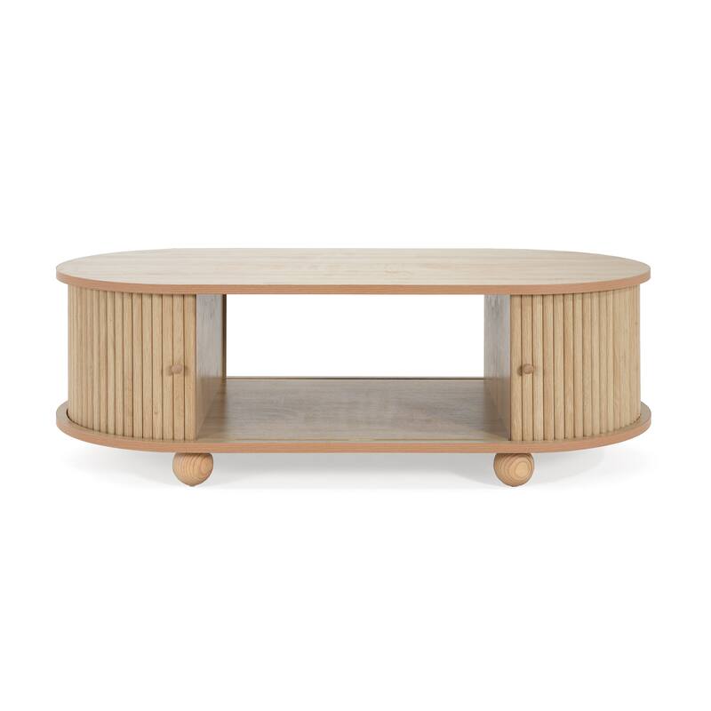 Christopher Knight Home - MDF Elegant Long Oval Storage Side Table with Retro Charm, Natural Finish