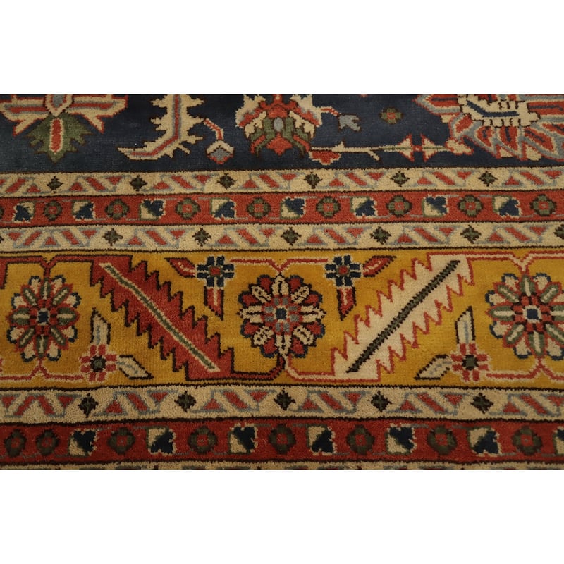 Hand Knotted Oriental 100% Wool Carpet Transitional All-Over Navy Blue & Blues Oushak Area Rug - 14' 11'' X 12' 0''