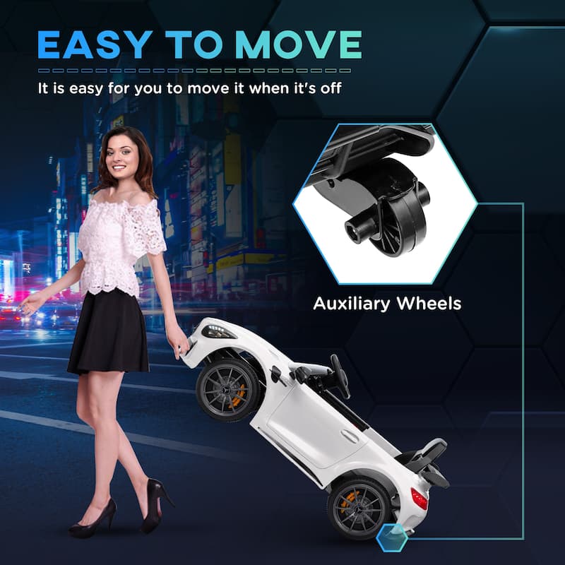 12V Kids Ride on Car Battery Powered Kids Electric Car with Remote Control, White Electric Car Engineering Car